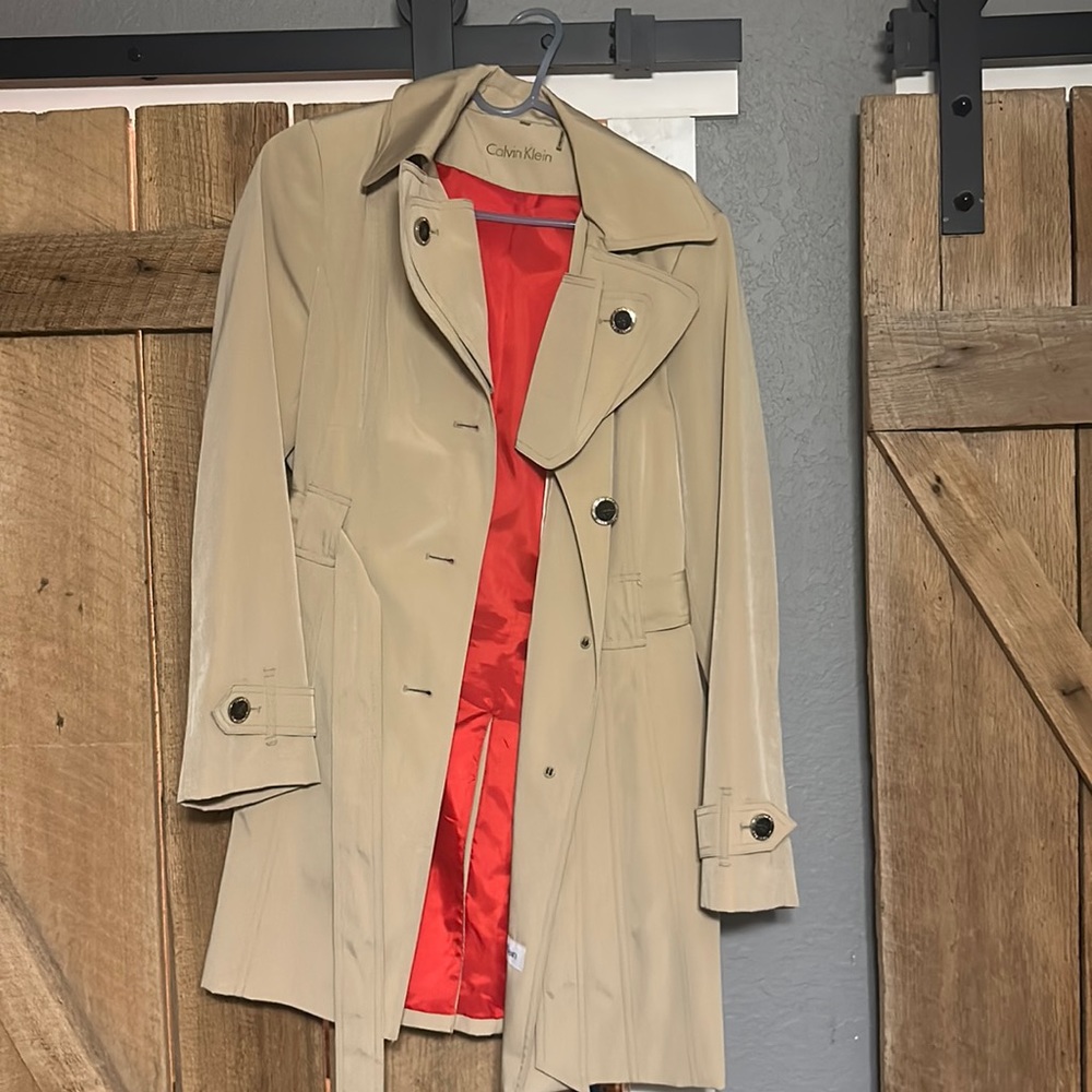 Womens Calvin Klein Hooded Trench Coat